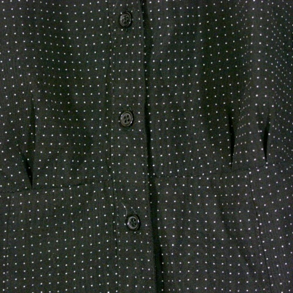 East 5th Long-Sleeve Button-Down Blouse - Black with White Dots - Size Small